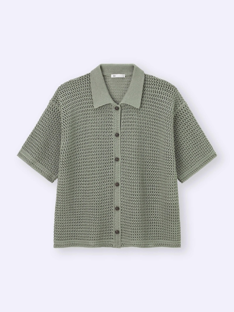 ジーユー　透かし編みニットシャツ　1990円（税込）