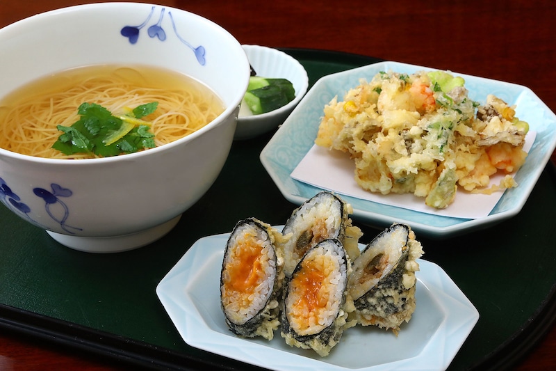 天政のかき揚げそうめんと揚げむす膳