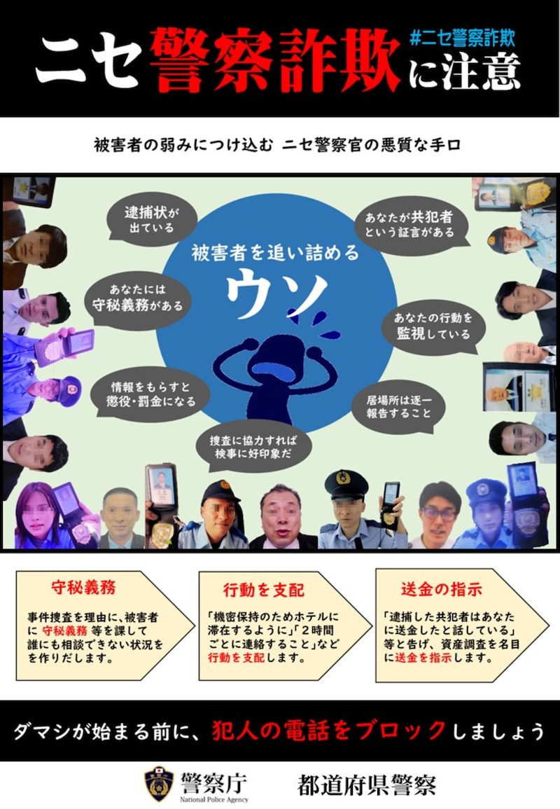 ニセ警察官による詐欺被害が急増