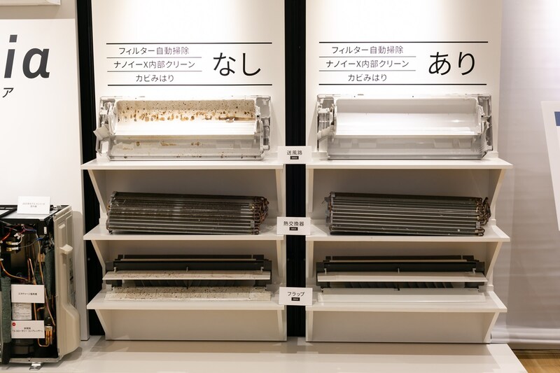 内部クリーン機能の有無による状態の違い