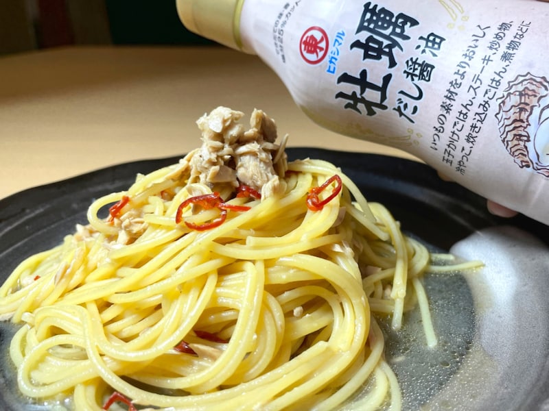 牡蠣だし醤油で和風ツナパスタ