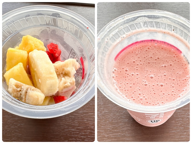 いちごバナナスムージ306円（税込330.48円）