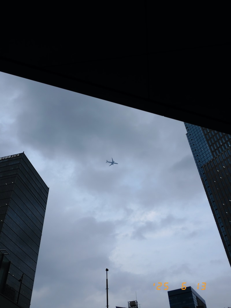 見上げたら飛行機