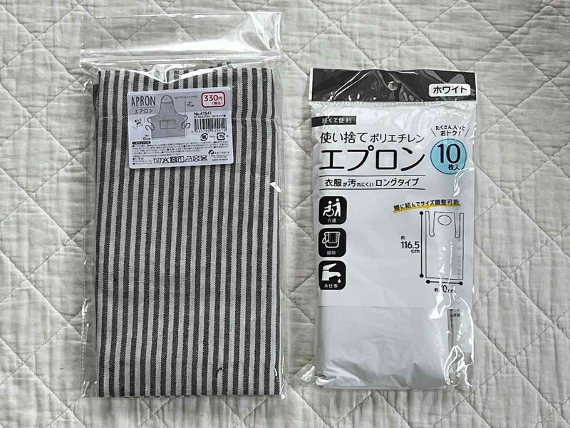 キャンドゥのエプロンは何度も洗えるタイプと使い捨てが選べる