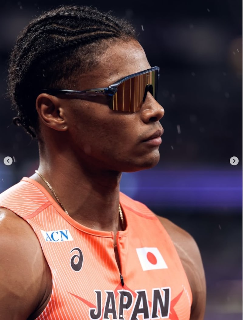 男子400m走でサングラスを着用する中島ジョセフ選手※画像：中島ジョセフ選手Instagram