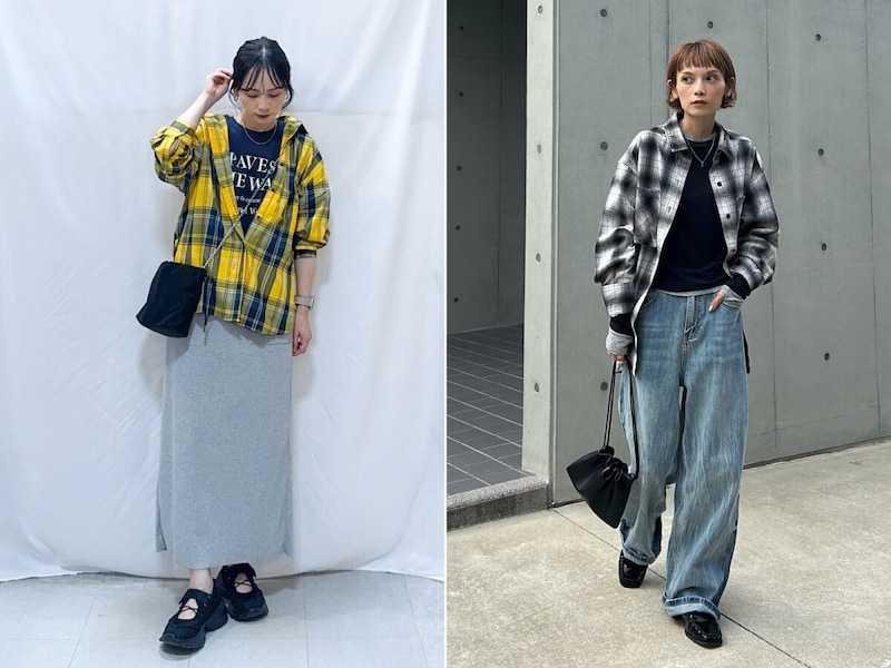 チェック柄シャツのコーディネート