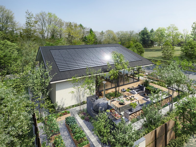 太陽光発電パネルのついた屋根