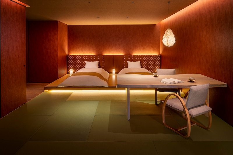 最上階の11階にある「特別室」。別府湾も望む露天風呂付き