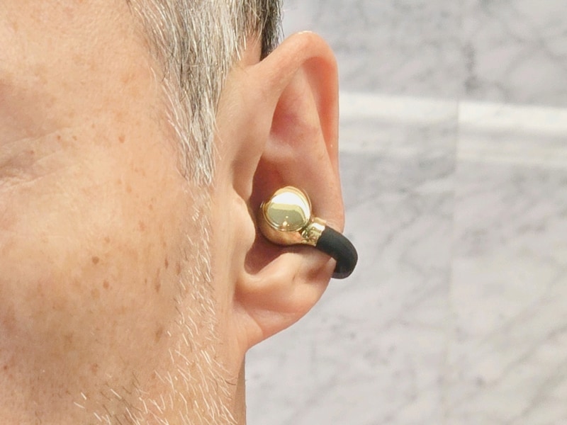 耳に装着した例