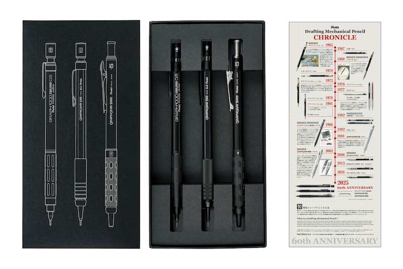 ぺんてる「製図用シャープペンシル60周年　３本セット」商品写真