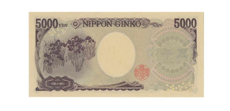 11万円に化けた「実際の五千円札」（裏面） ※画像：第37回銀座コインオークション Lot番号：497 樋口一葉5000円 茶番 1桁 U000001P 平成16年～（2004～） | UNC