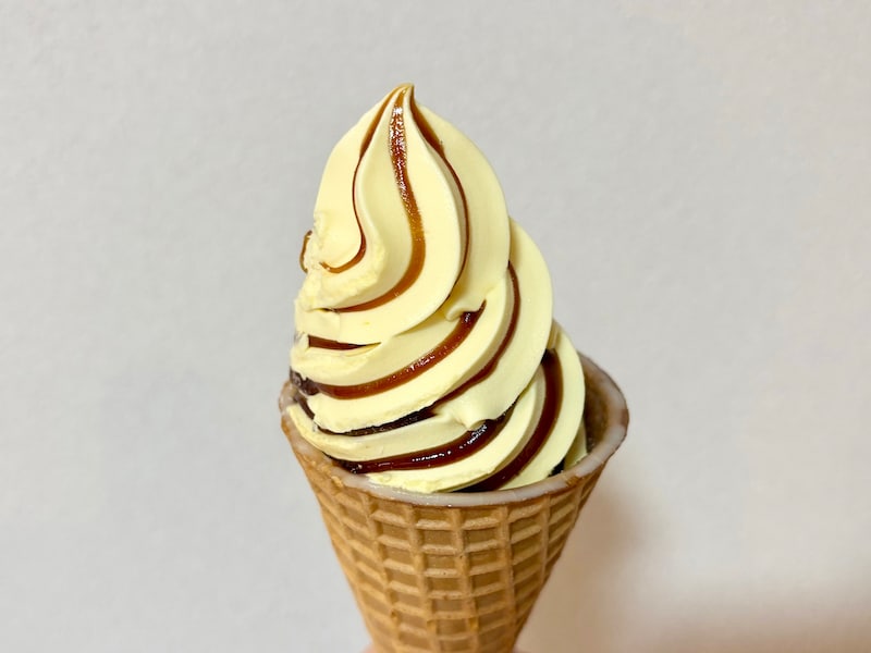 鮮やかな黄色のアイスクリームがインパクト抜群! プリンを食べているかのようなアイスです