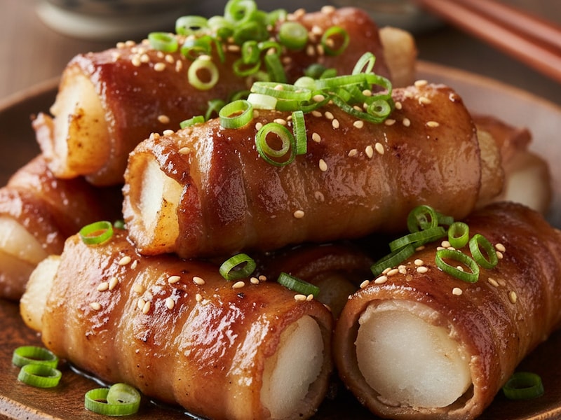 餅の豚バラ巻き