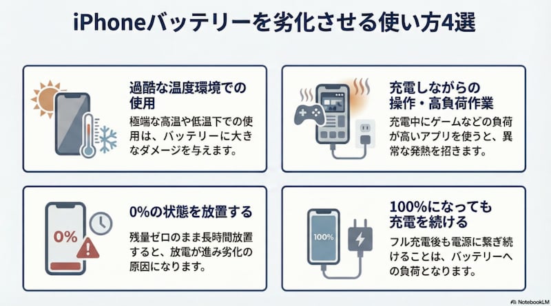iPhoneバッテリーを劣化させる使い方4選