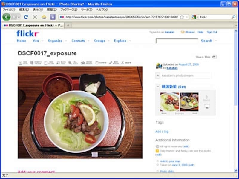 ACDSee Photo Manager 2009からFlickerにアップロードした写真公開ページを見ているところです。