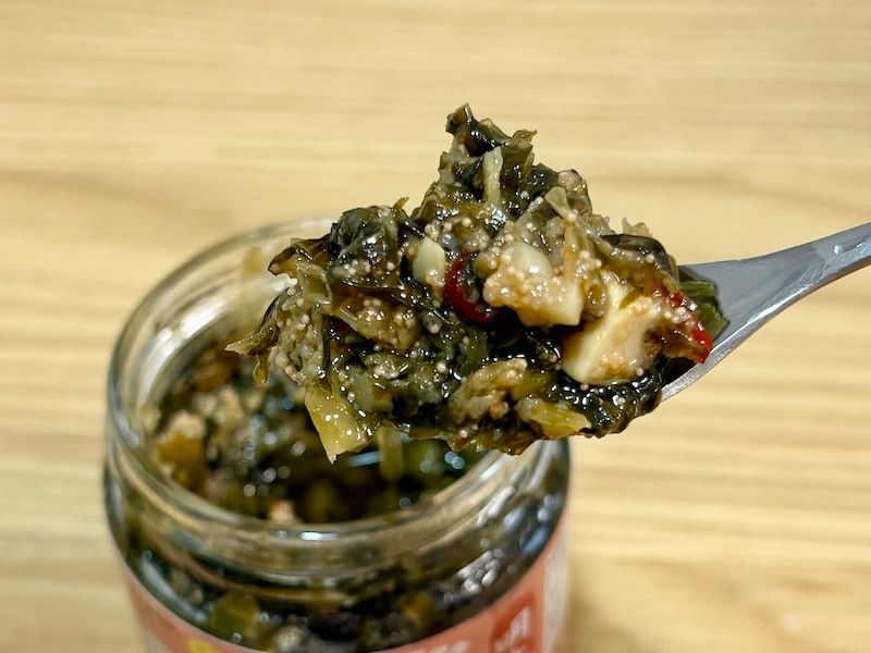 高菜＋チーズ＋明太子の濃厚な味わいは、ごはんにかけても、パスタにかけても、おつまみにしてもおいしい！ 