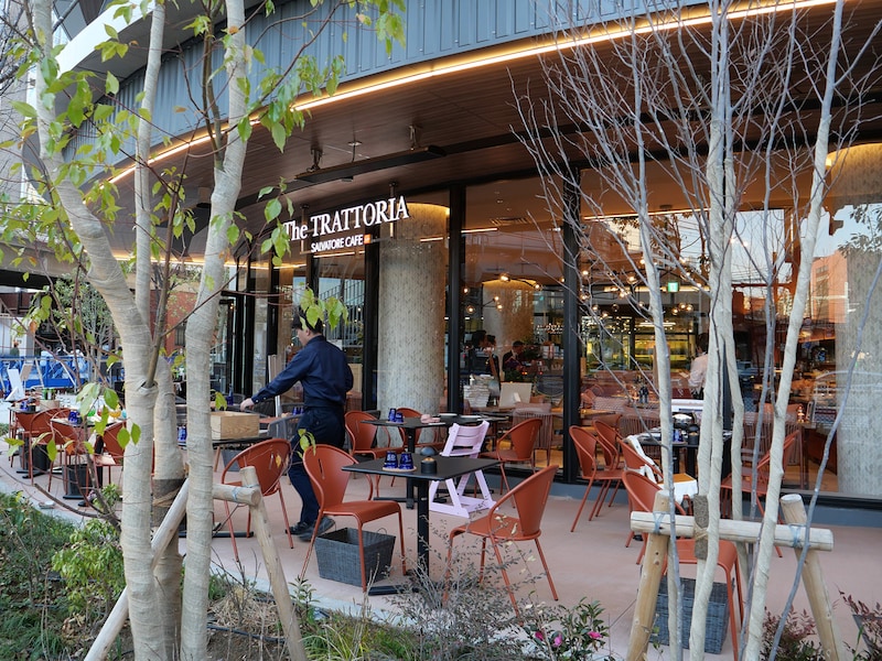 The TRATTORIA SALVATORE CAFEのテラス席（筆者撮影）