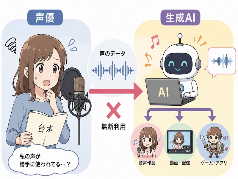 声優の声を使った動画をAI等で作成して公開したらダメなの？※画像：筆者作成