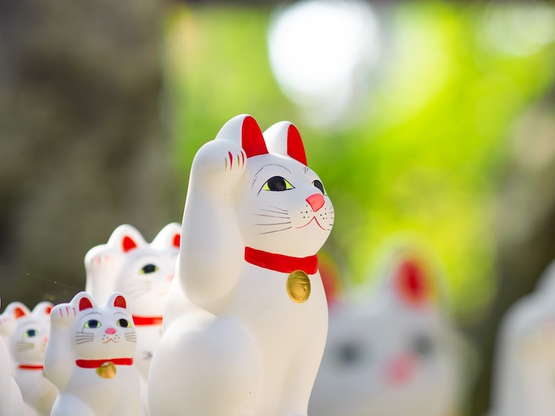 招き猫や金色のダルマなどの縁起物には、それぞれ金運アップの由来があります ※画像：PIXTA