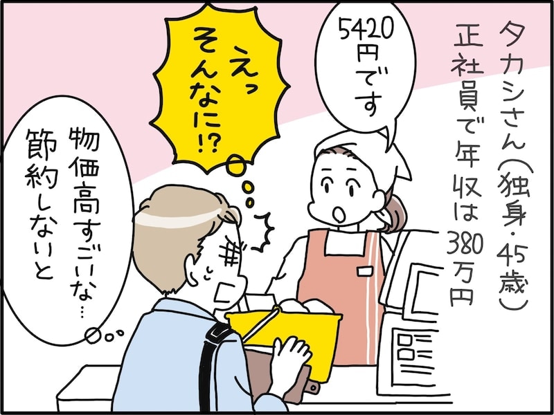 【マンガ】「こりゃ元も子もない…」45歳・年収380万円男性の“肉や野菜を買わない節約”が招いた不幸