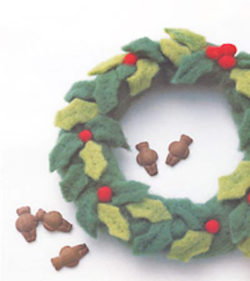 原毛フェルトのクリスマスリース