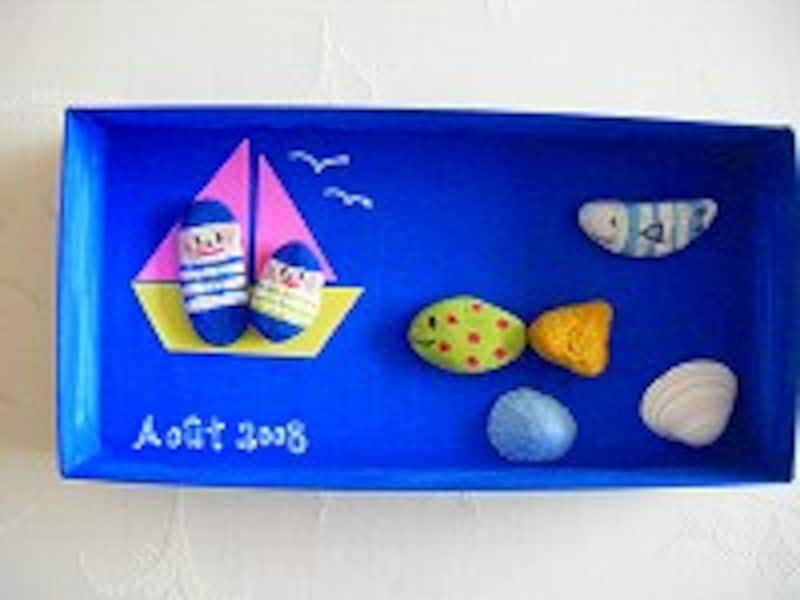 石ころアート魚1