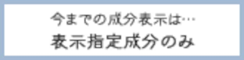 今までの成分表示は、表示指定成分のみ