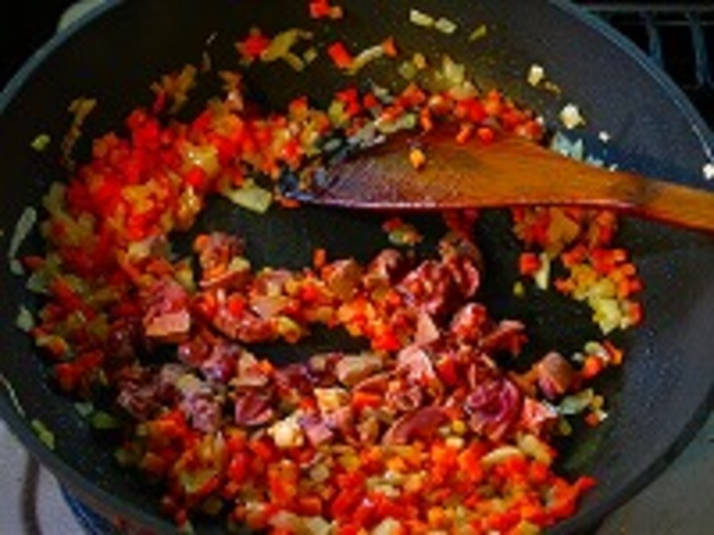 ニンジン、レバーを加える