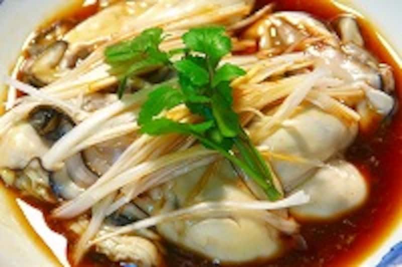 牡蠣のネギショウガ蒸し