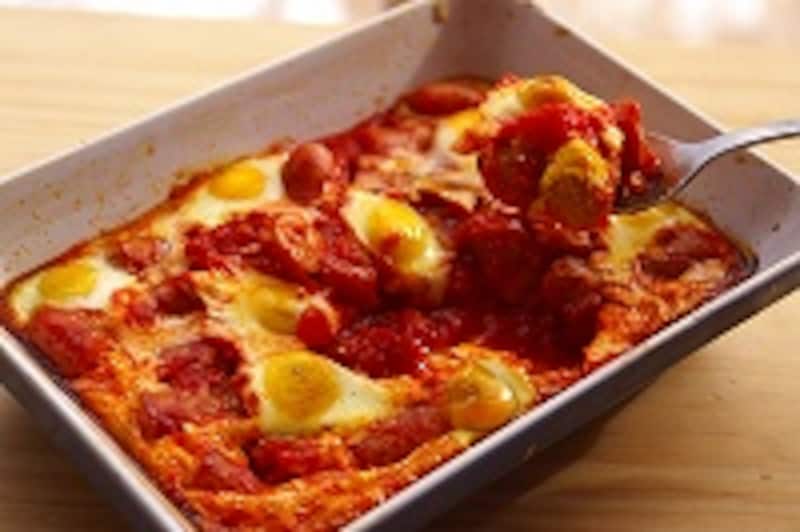 ウズラの卵のトマトソース焼