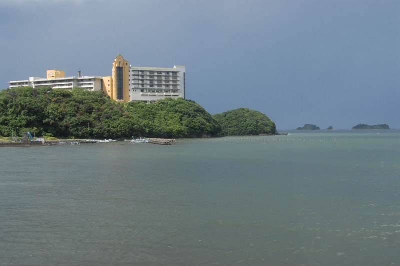 車窓から見える海岸のリゾート・ホテル