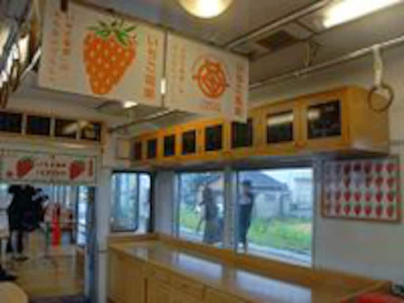 いちご電車の連結部分
