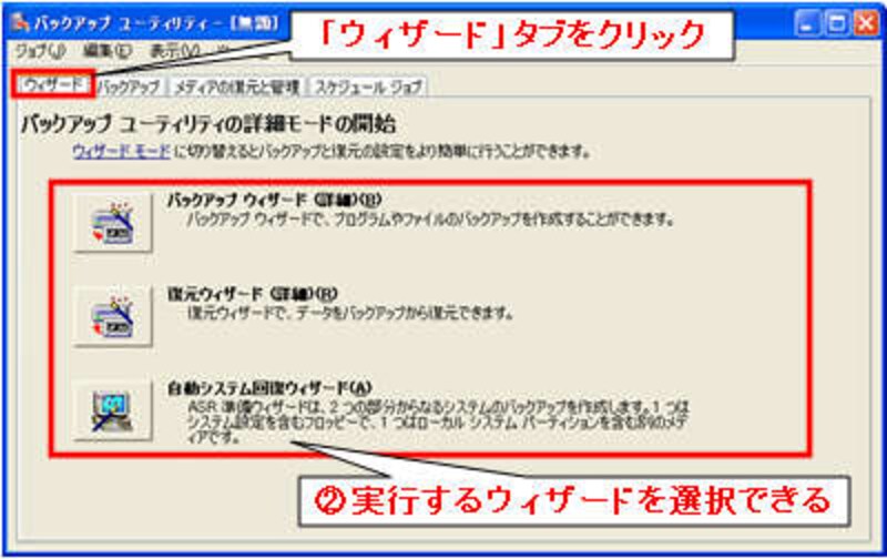 ウィザード選択