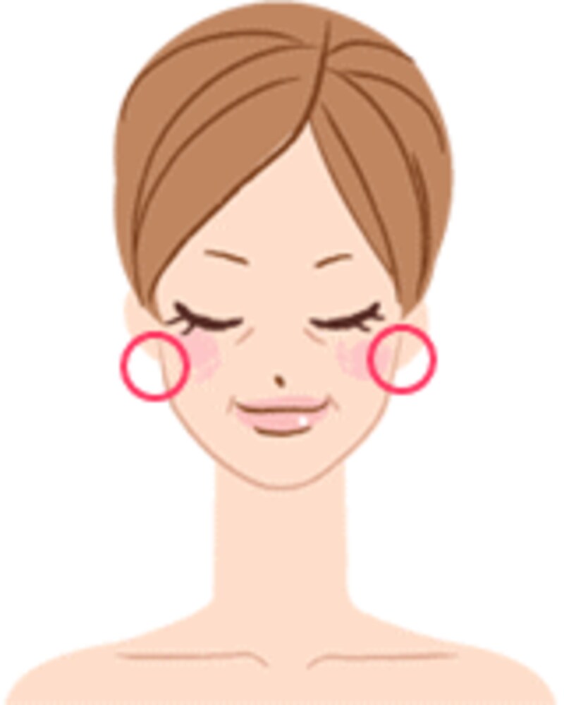 ネックケア用クリームをたっぷり手にとって、耳の下の耳下腺(ちょっと窪んだあたりです)を両手の中指で押します。