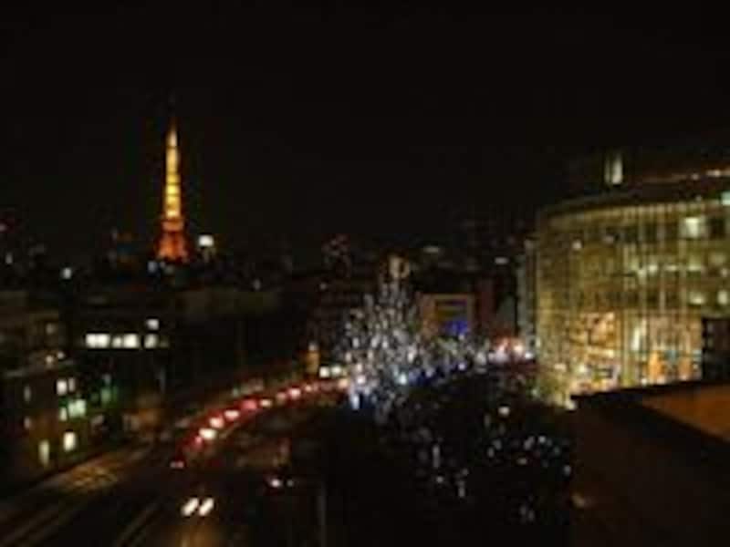 東京タワーを眺める（10）／六本木ヒルズよりテレビ朝日、クリスマスイルミネーションと共に