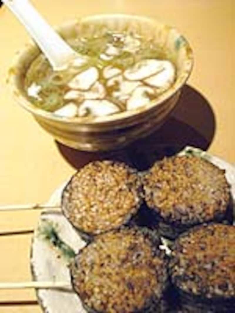 鳥スープと焼きのり巻き