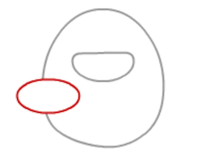 赤い線の位置に楕円を描く