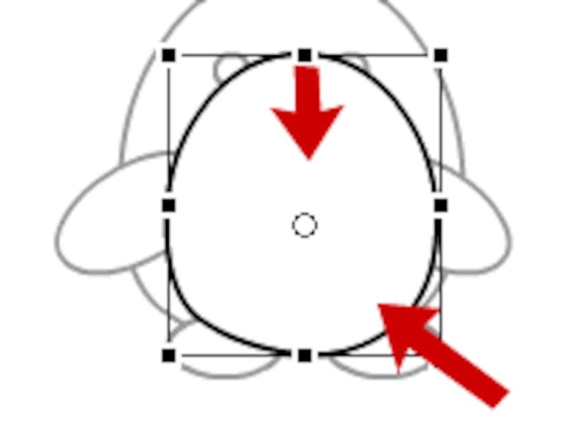 １、２の順におなかを変形