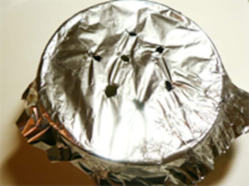 アルミホイルでフタをする