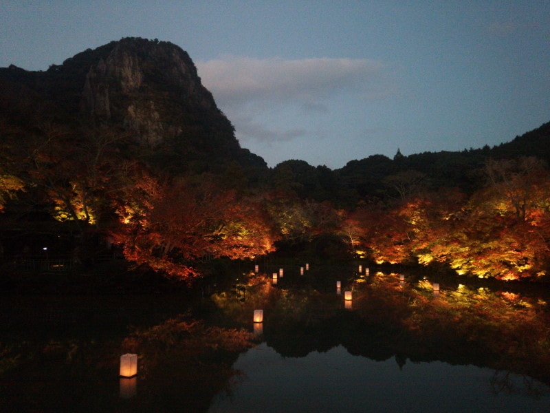 御船山楽園の紅葉ライトアップ