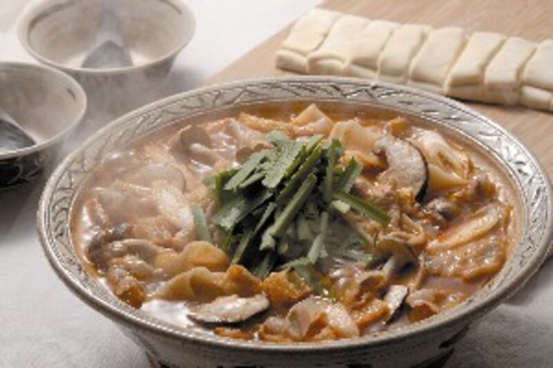 おきりこみキムチ鍋