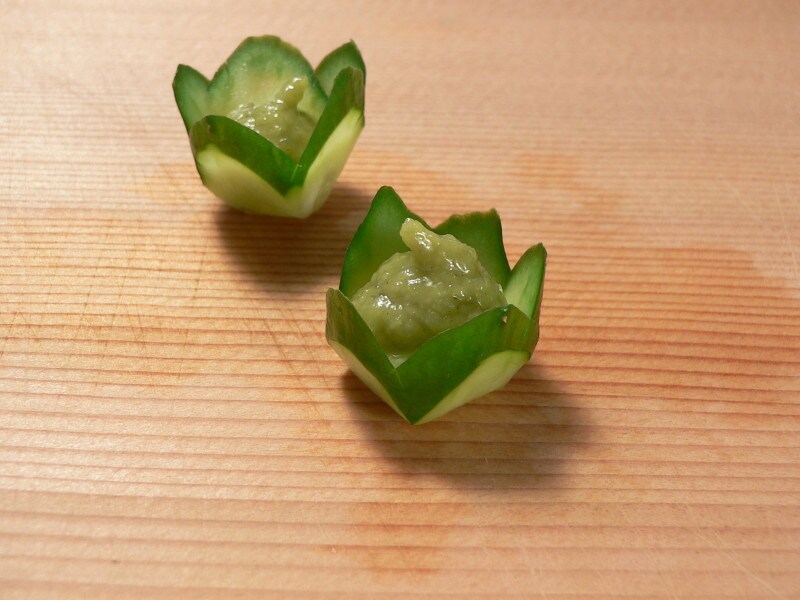 桔梗キュウリの切り方・画像・方法・飾り切り