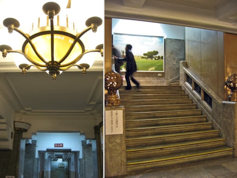 開放時間は見学可能。レトロなインテリアがそのまま使われています