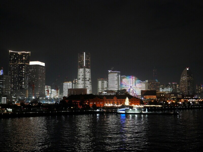 横浜港大さん橋国際客船ターミナル 屋上広場より(2021年12月24日撮影)