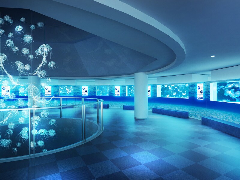 リニューアルした3階のクラゲゾーン(全体のイメージ、画像提供:横浜・八景島シーパラダイス)