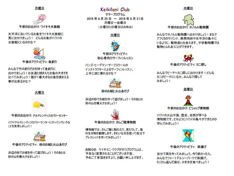 【参考資料】2018年度プログラム冊子。ハンズ・ヒューデマン・サーフスクールのサーフレッスンも