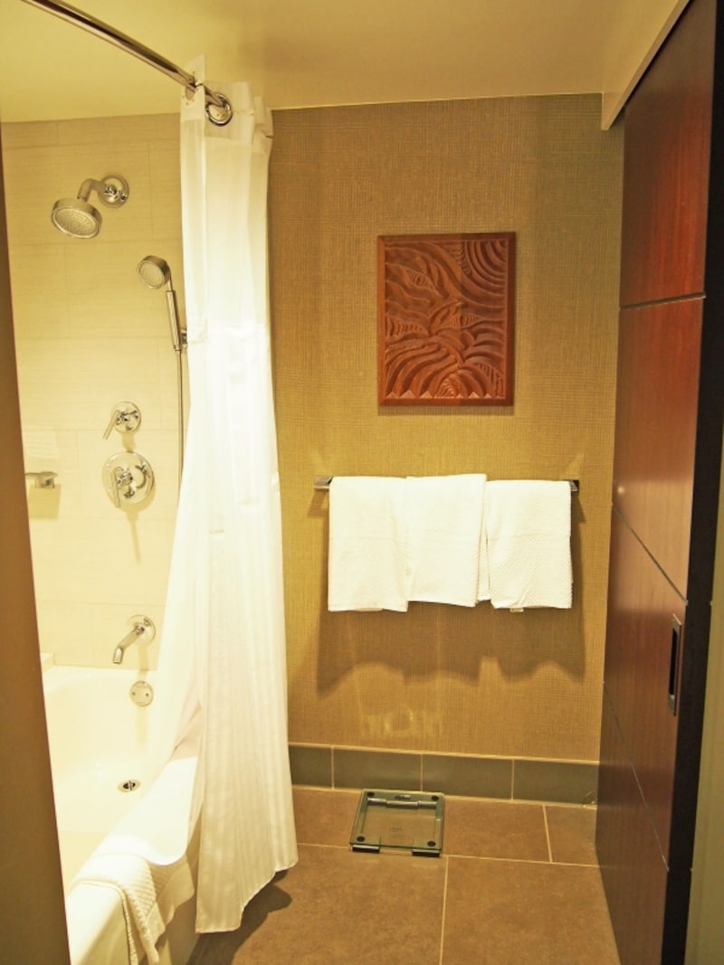 バスルームも広々。右手には独立したトイレがある