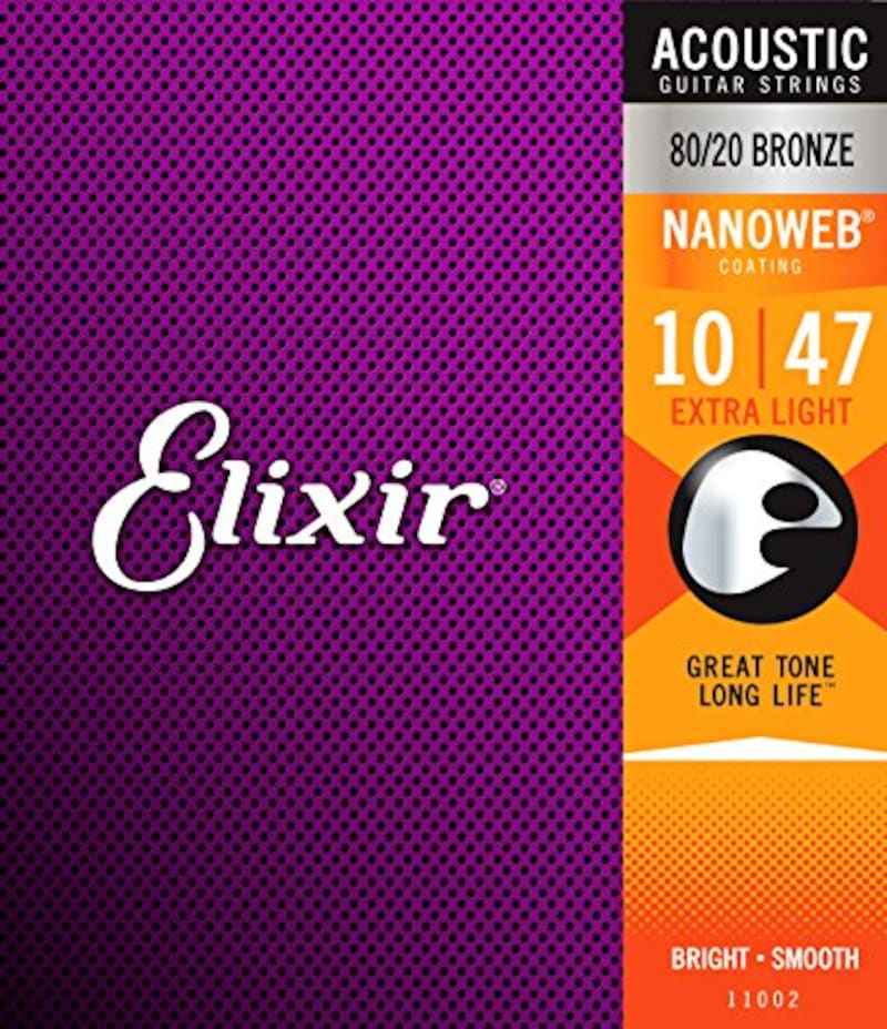 Elixir アコースティックギター弦 NANOWEB 80/20ブロンズ Extra Light .010-.047#11002
