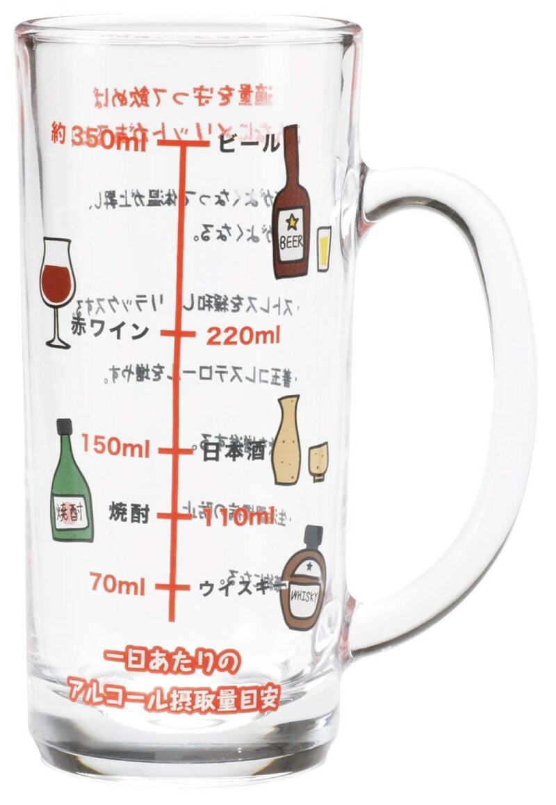 サンアート,アルコール摂取適量メモリ付ビールグラス,SAN1982