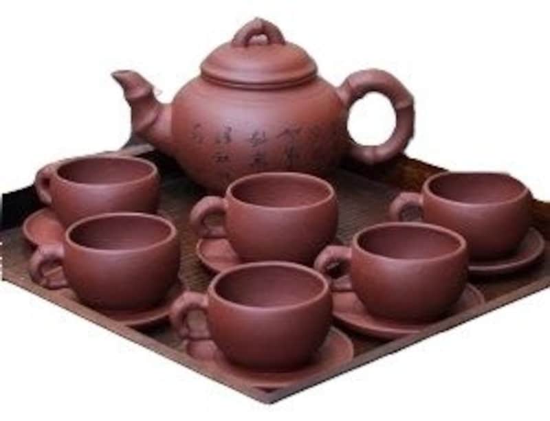 廣友,宣興焼 紅竹茶器セット,ko-54000454